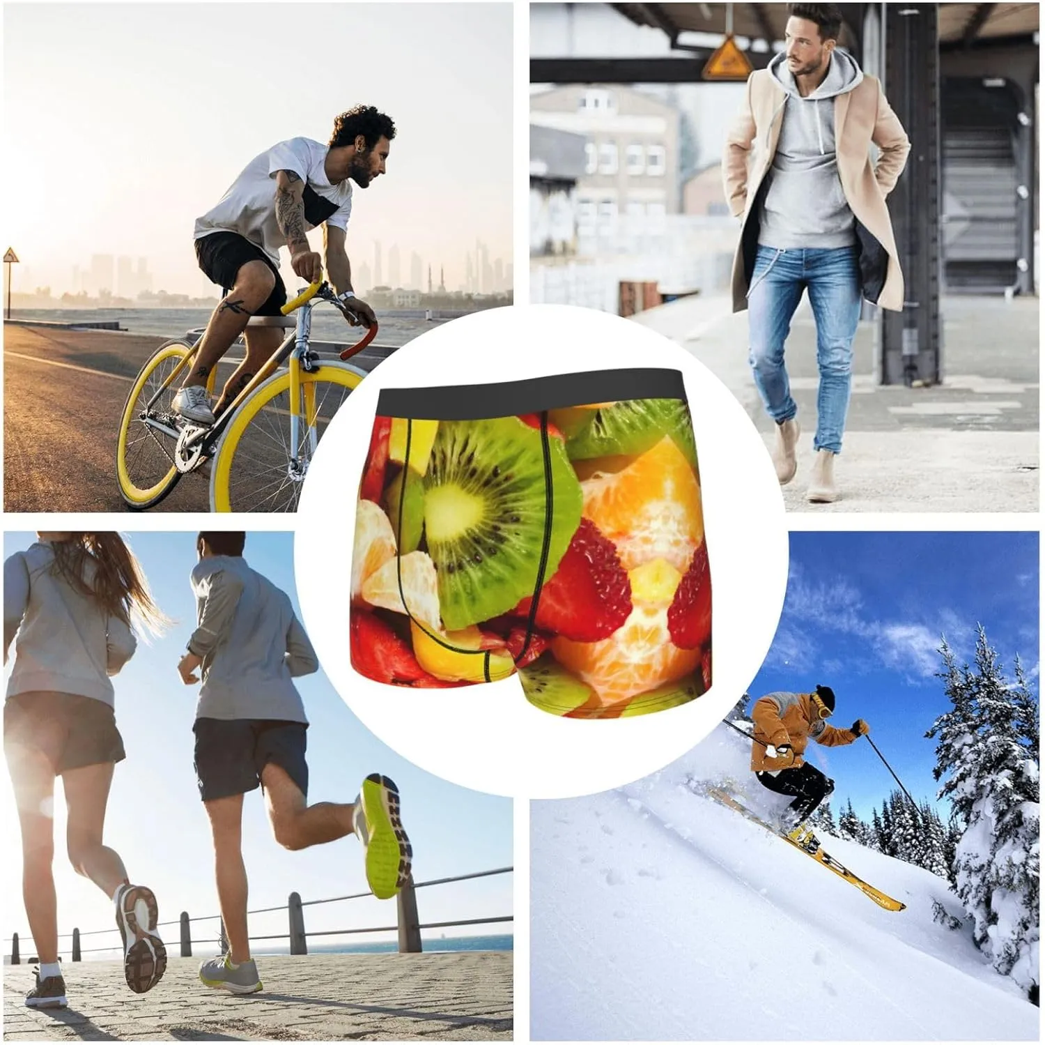Mens Boxer Briefs Comfortable Breathable Underwear (Popcorn,)