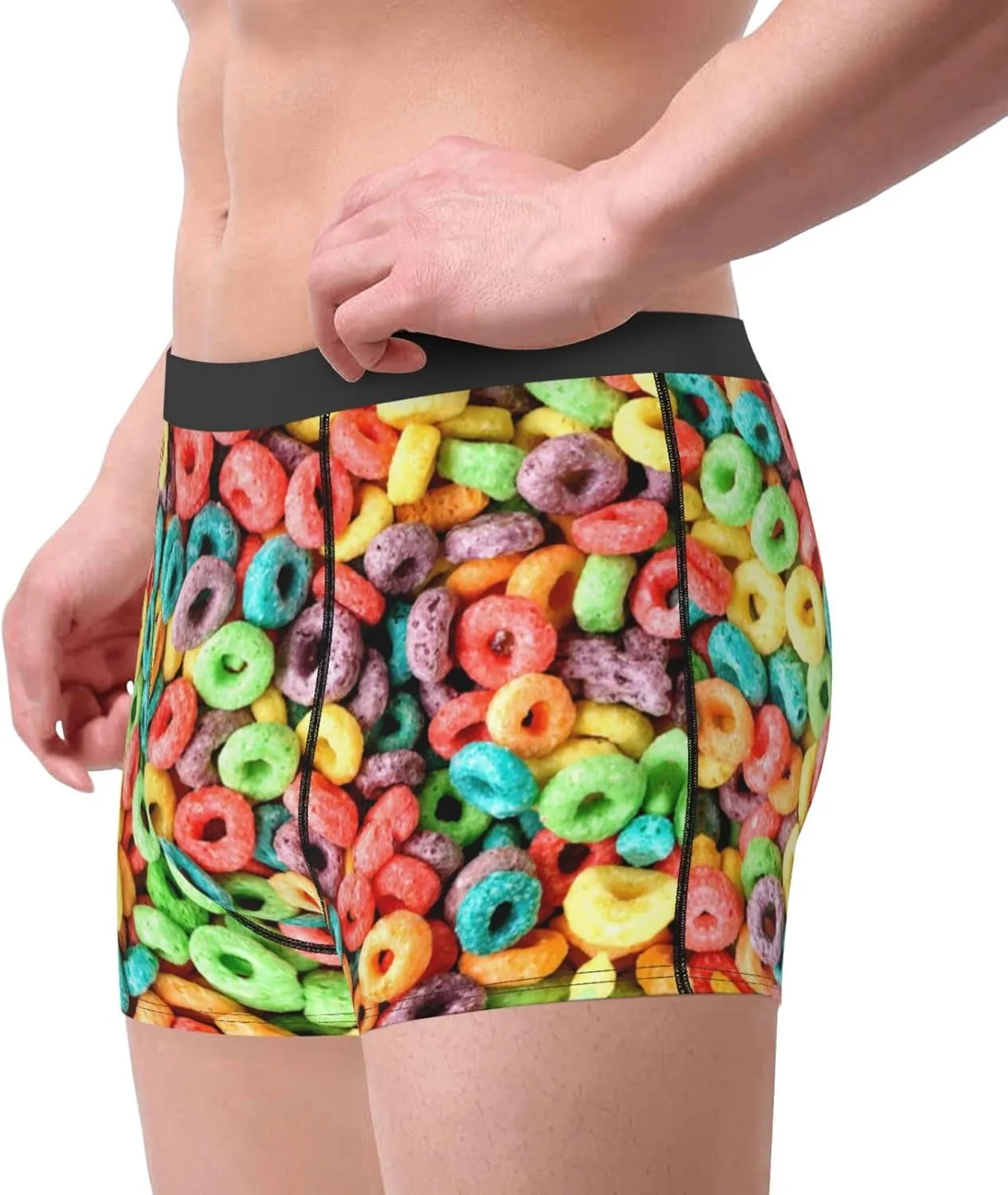 Mens Boxer Briefs Comfortable Breathable Underwear (Popcorn,)