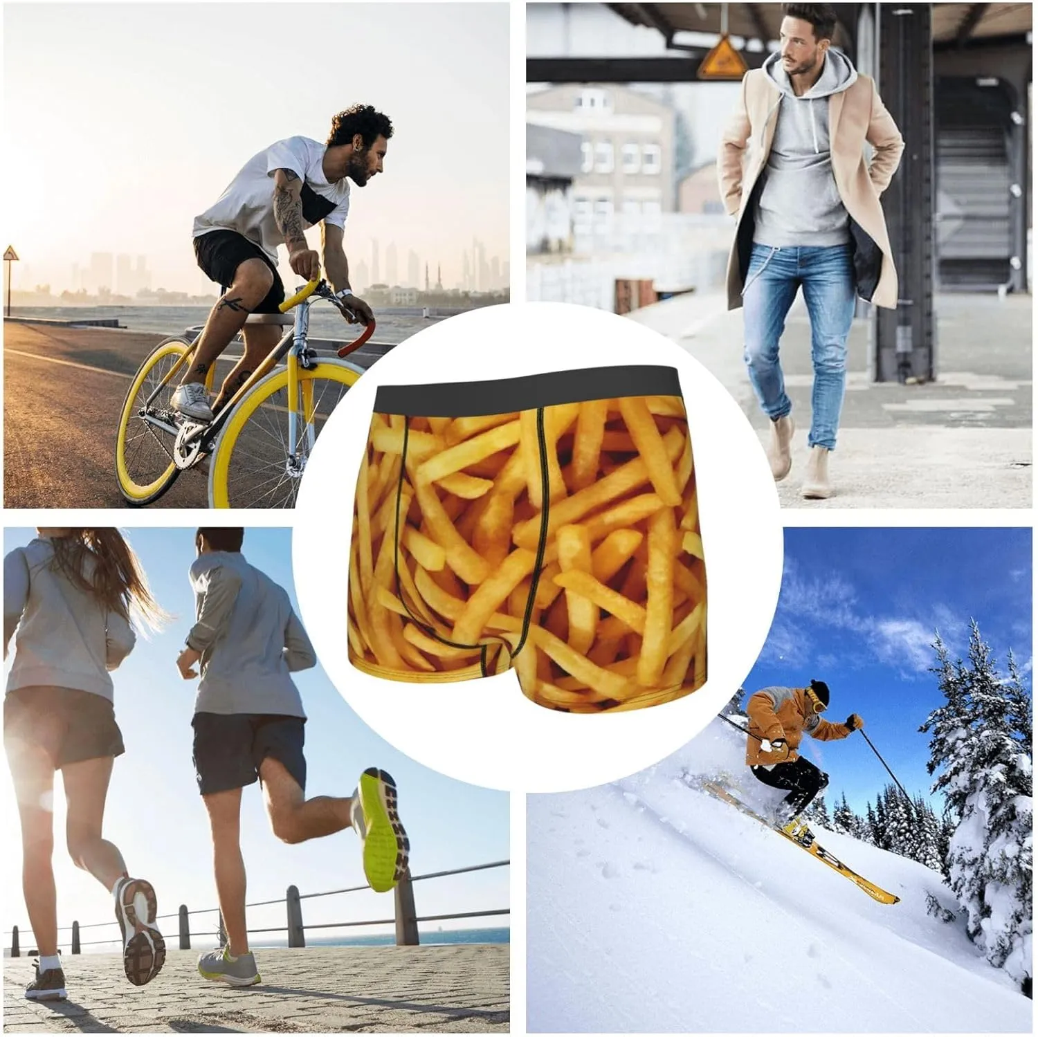 Mens Boxer Briefs Comfortable Breathable Underwear (Popcorn,)