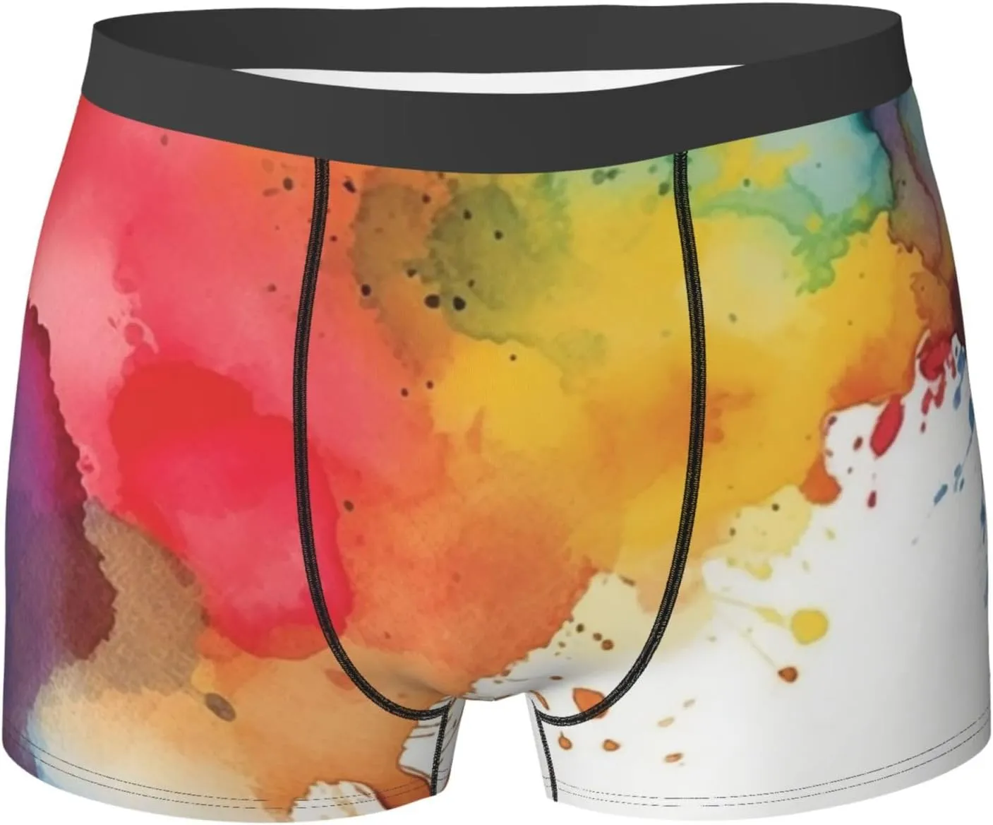 Mens Boxer Briefs Soft Breathable Breathable Stretch Watercolor Painting Stains Boxer Briefs for Men Black XXL, Black, XXL