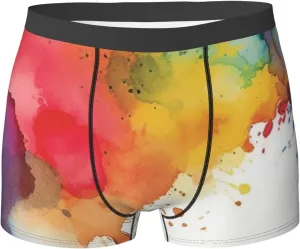 Mens Boxer Briefs Soft Breathable Breathable Stretch Watercolor Painting Stains Boxer Briefs for Men Black XXL, Black, XXL