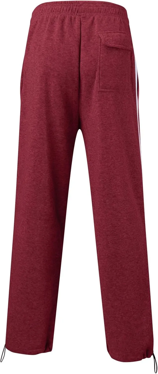 Men's Casual Pants Mens Athleisure and Fleece Bunched Feet Multi Pocket Cargo Pants Open Bottom Athletic Pants Black