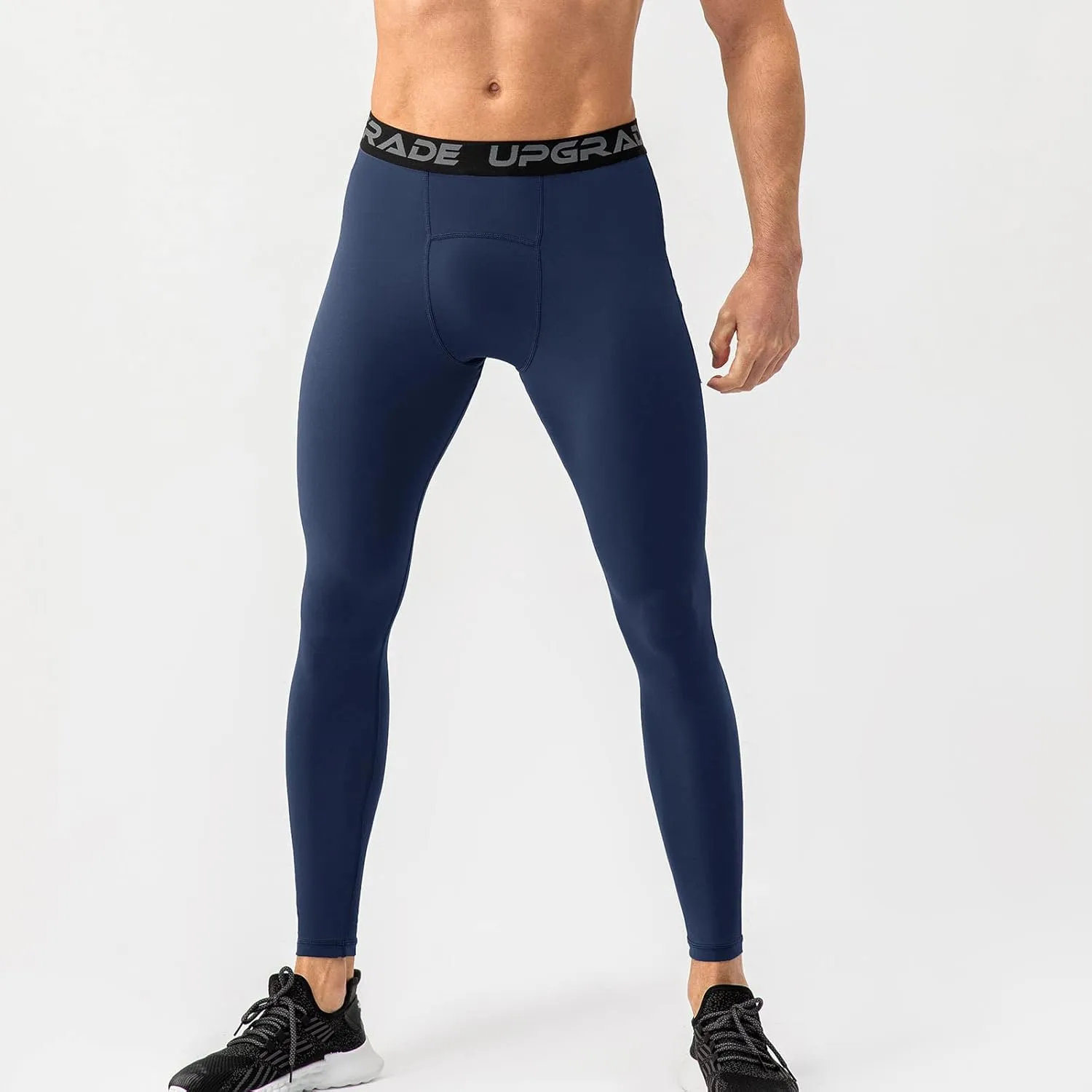 Men's Compression Leggings Athletic Compression Pants with Phone Pockets Running Baselayer Long Johns Workout Pants