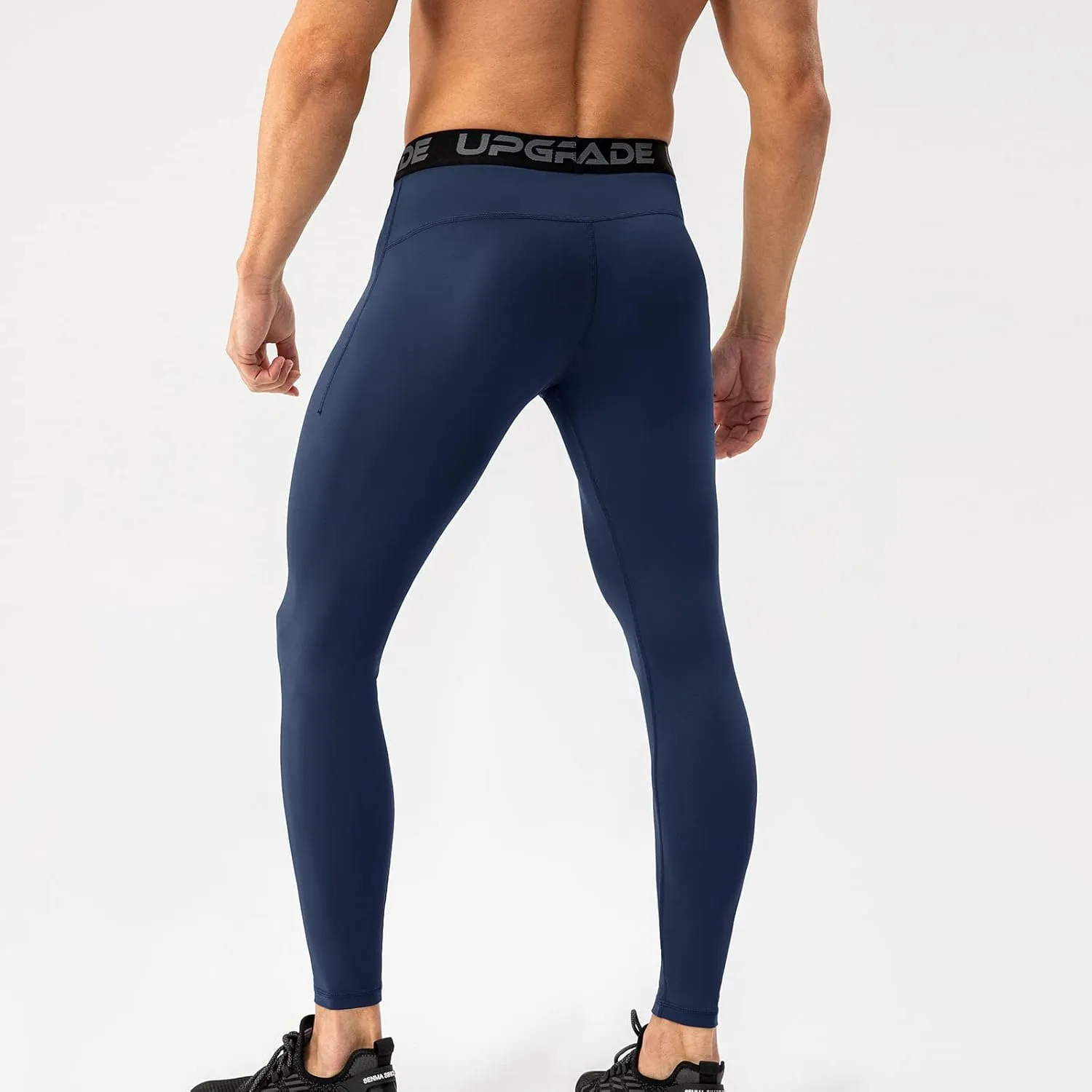 Men's Compression Leggings Athletic Compression Pants with Phone Pockets Running Baselayer Long Johns Workout Pants