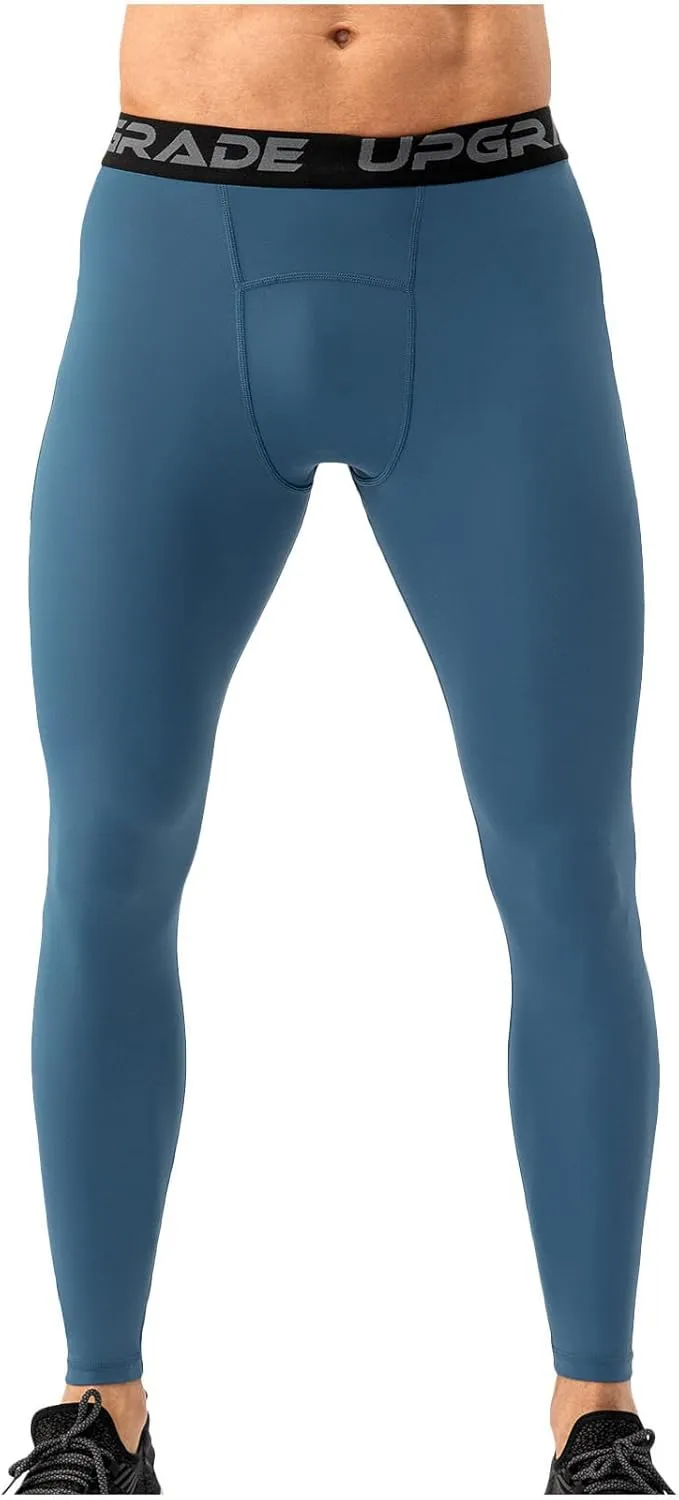 Men's Compression Leggings Athletic Compression Pants with Phone Pockets Running Baselayer Long Johns Workout Pants