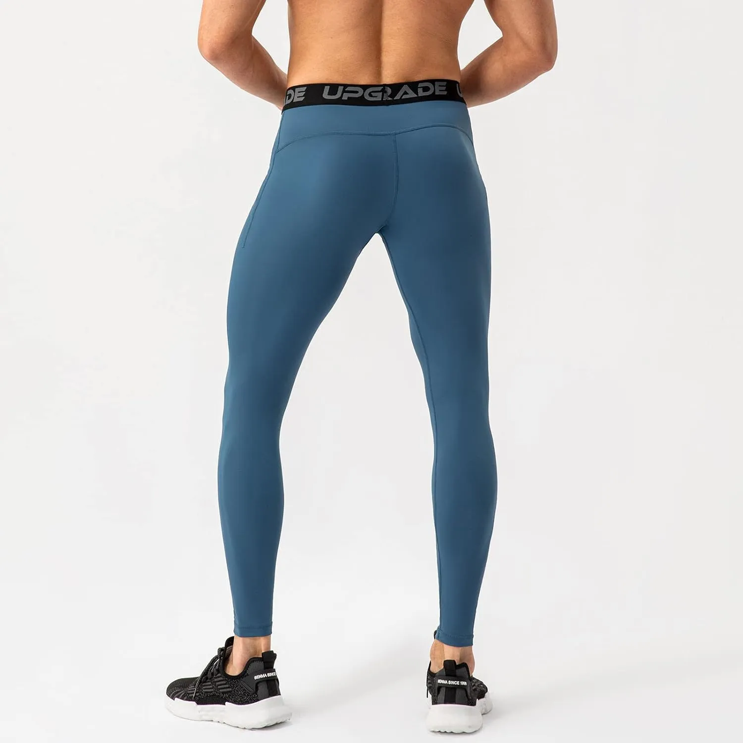 Men's Compression Leggings Athletic Compression Pants with Phone Pockets Running Baselayer Long Johns Workout Pants