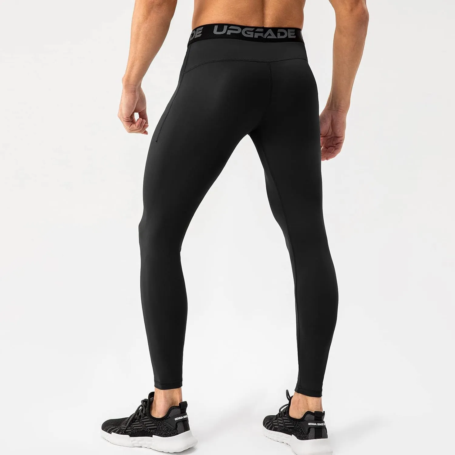 Men's Compression Leggings Athletic Compression Pants with Phone Pockets Running Baselayer Long Johns Workout Pants