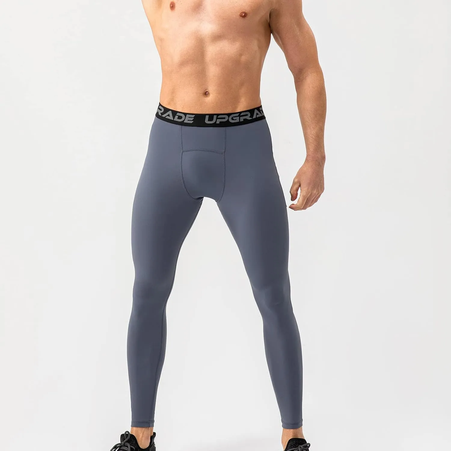 Men's Compression Leggings Athletic Compression Pants with Phone Pockets Running Baselayer Long Johns Workout Pants