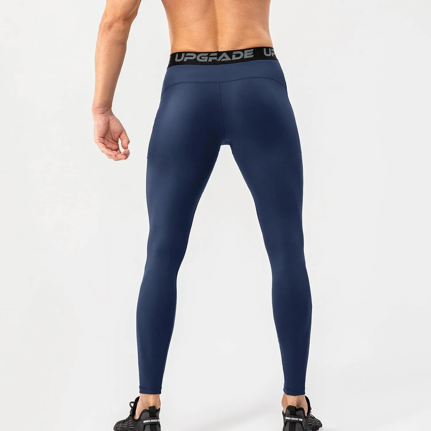 Men's Compression Leggings Athletic Compression Pants with Phone Pockets Running Baselayer Long Johns Workout Pants