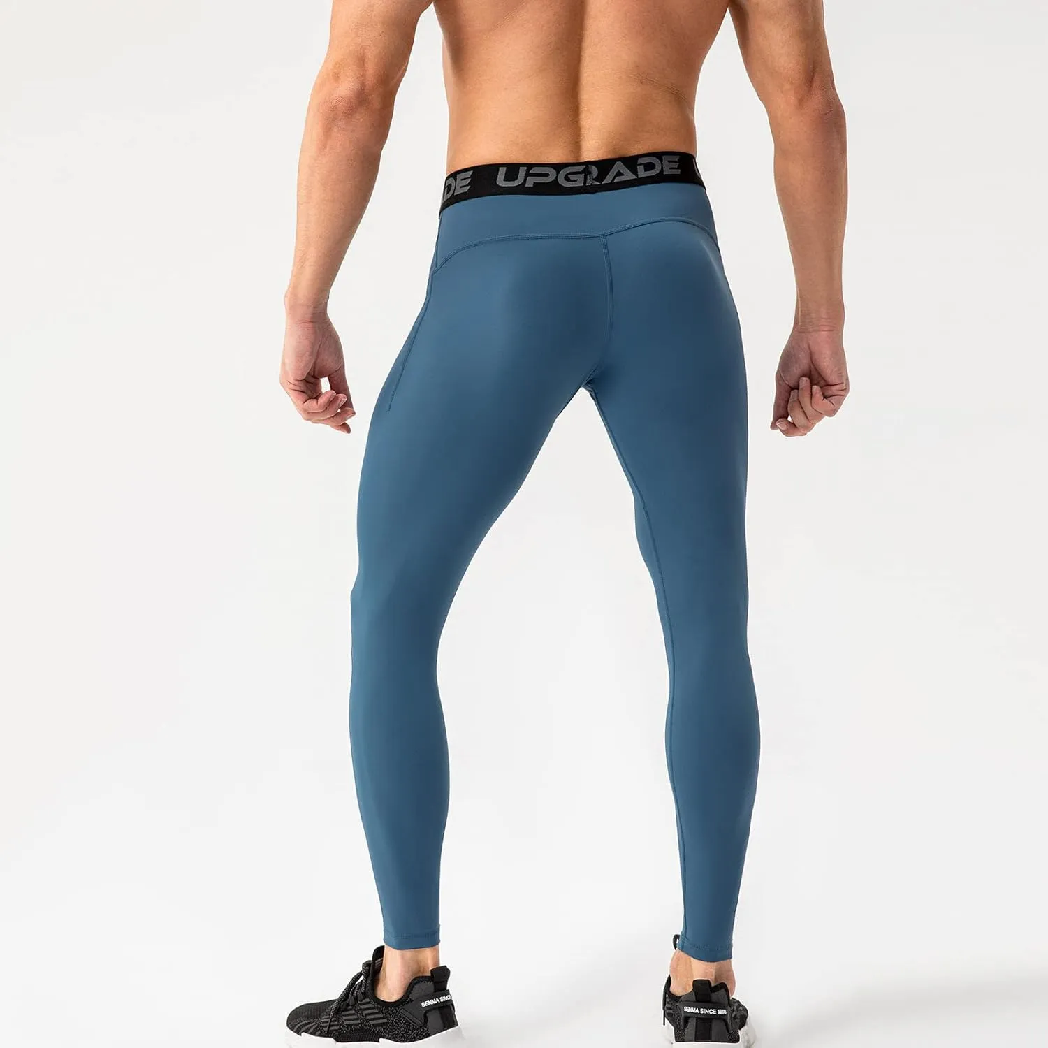 Men's Compression Leggings Athletic Compression Pants with Phone Pockets Running Baselayer Long Johns Workout Pants