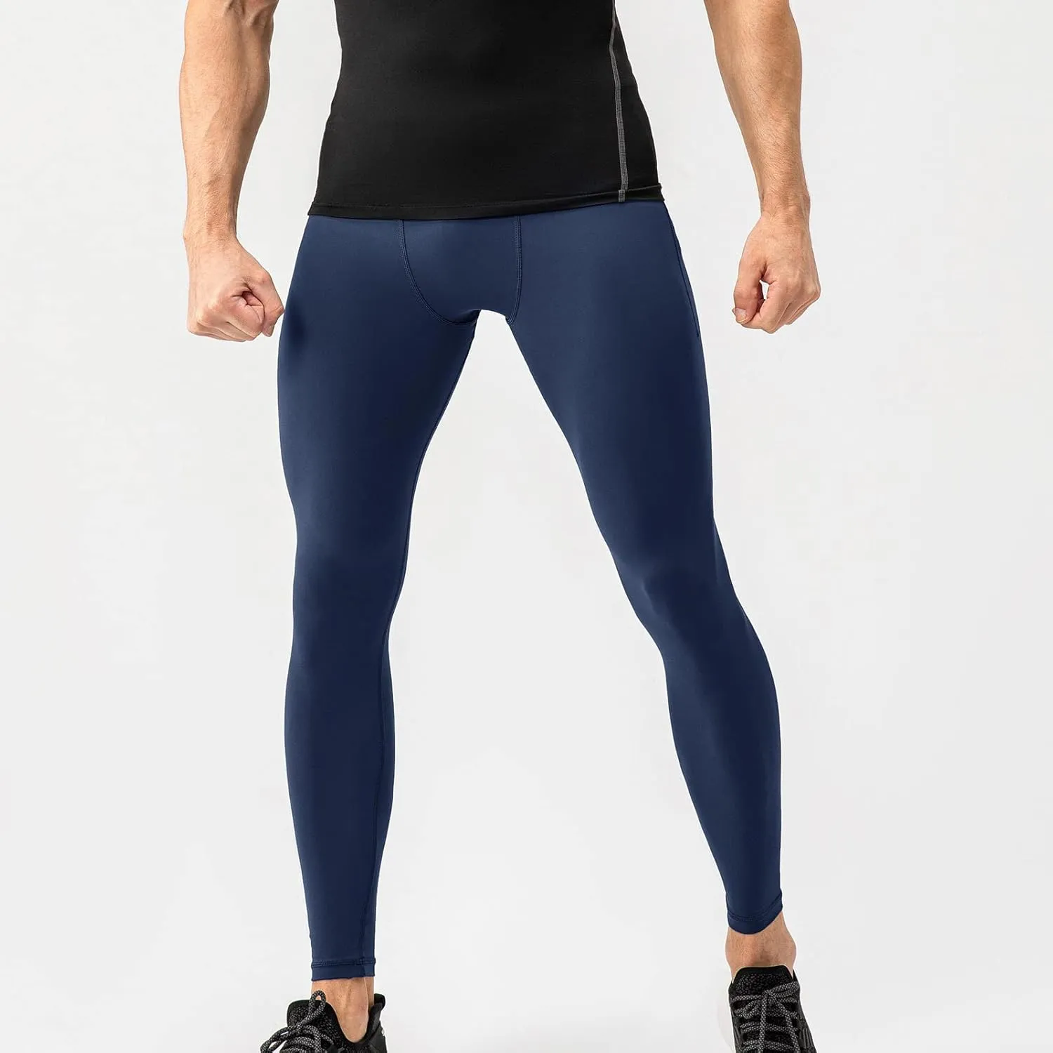 Men's Compression Leggings Athletic Compression Pants with Phone Pockets Running Baselayer Long Johns Workout Pants