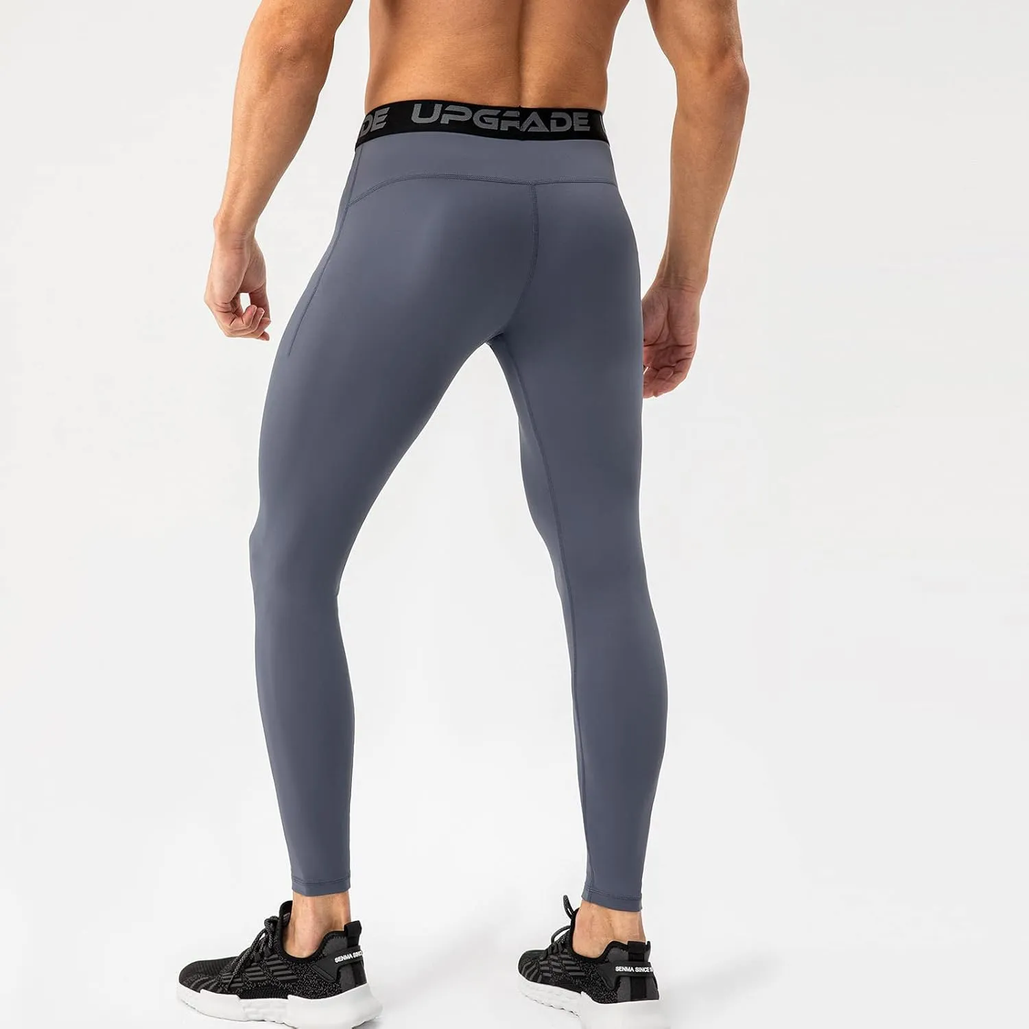 Men's Compression Leggings Athletic Compression Pants with Phone Pockets Running Baselayer Long Johns Workout Pants