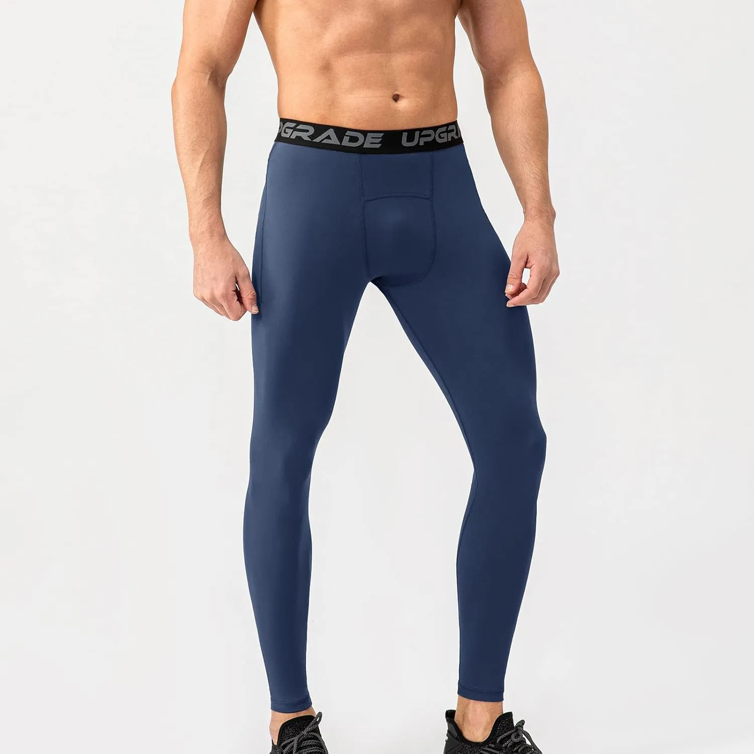 Men's Compression Leggings Athletic Compression Pants with Phone Pockets Running Baselayer Long Johns Workout Pants