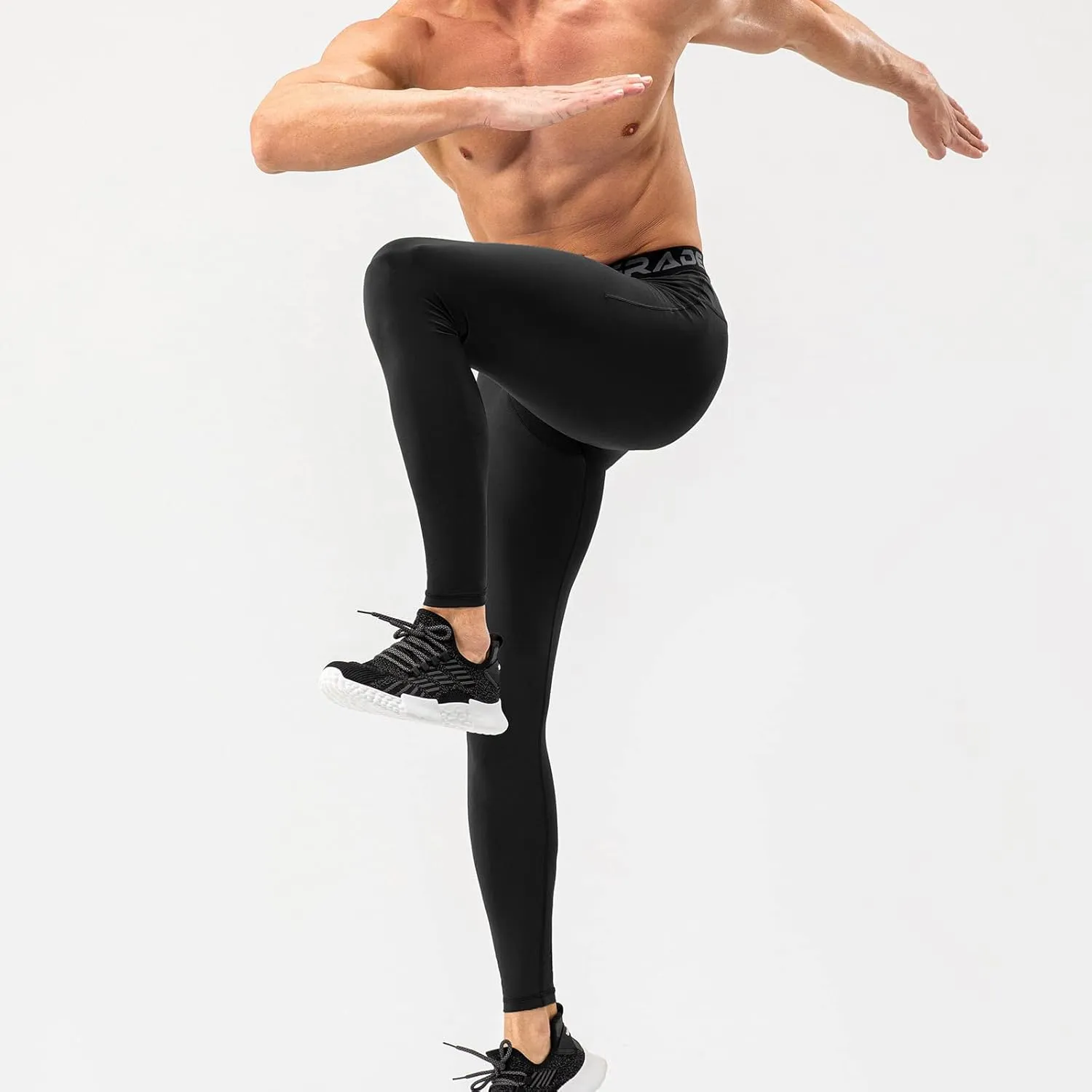 Men's Compression Leggings Athletic Compression Pants with Phone Pockets Running Baselayer Long Johns Workout Pants
