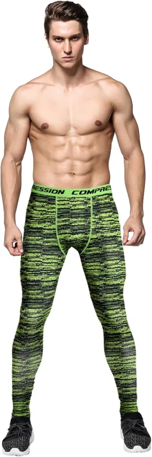 Mens Compression Leggings Calf Compression Sleeve Gym Tights for Men Compression Workout Pant Tight Running Leggings Football Leggings Men Double Compression Short W/Cup Pocket, White, Medium