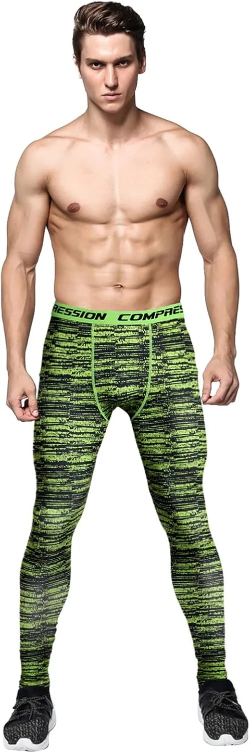Mens Compression Leggings Calf Compression Sleeve Gym Tights for Men Compression Workout Pant Tight Running Leggings Football Leggings Men Double Compression Short W/Cup Pocket, White, Medium