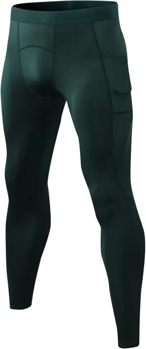 Men's Compression Pants, Performance Athletic Sports Leggings Baselayer Workout Tights for Running Yoga with Pockets