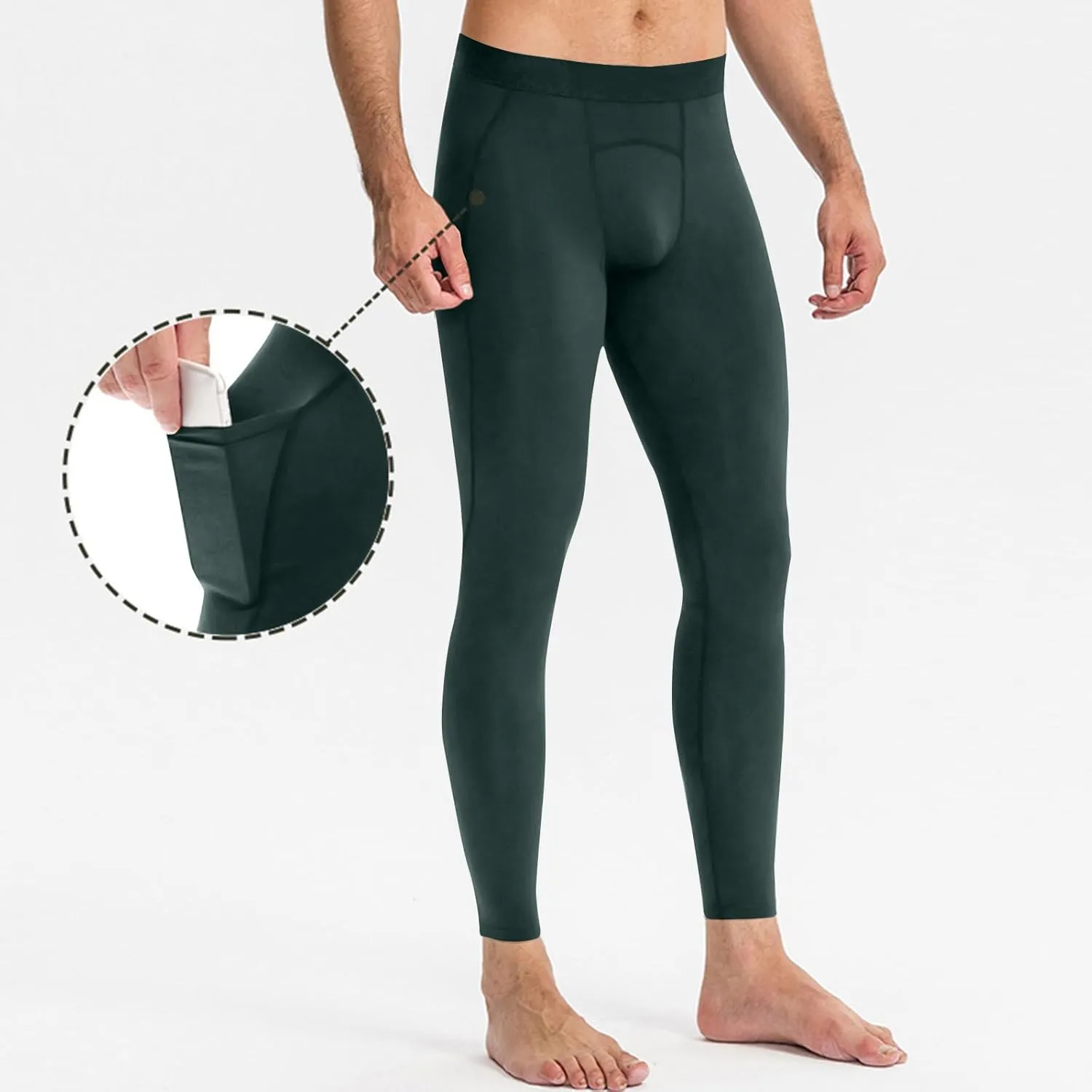 Men's Compression Pants, Performance Athletic Sports Leggings Baselayer Workout Tights for Running Yoga with Pockets