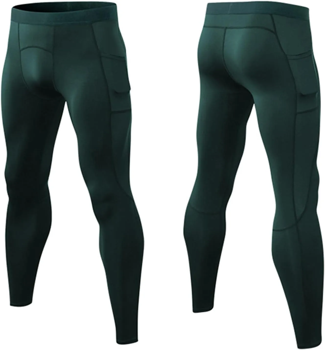 Men's Compression Pants, Performance Athletic Sports Leggings Baselayer Workout Tights for Running Yoga with Pockets