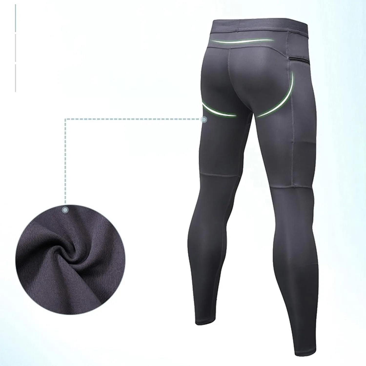 Mens Compression Pants with Zipper Pockets,Athletic Leggings Baselayer Workout Tights for Running Yoga Gym Basketball