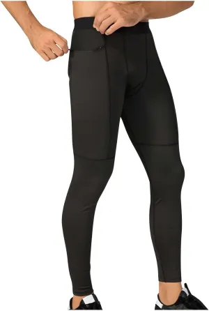 Mens Compression Pants with Zipper Pockets,Athletic Leggings Baselayer Workout Tights for Running Yoga Gym Basketball