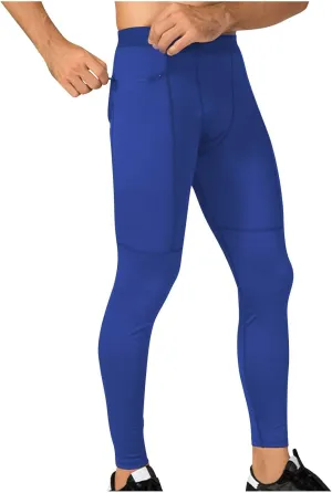 Mens Compression Pants with Zipper Pockets,Athletic Leggings Baselayer Workout Tights for Running Yoga Gym Basketball
