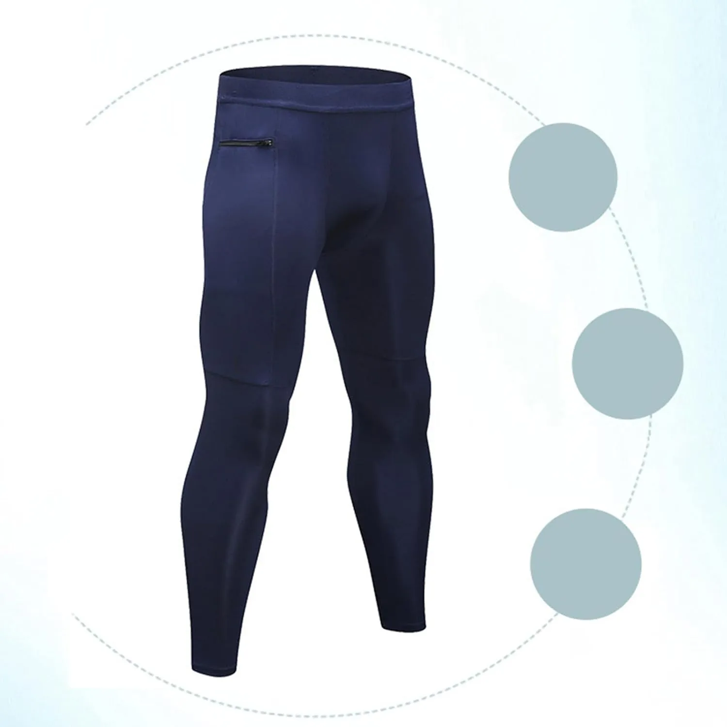 Mens Compression Pants with Zipper Pockets,Athletic Leggings Baselayer Workout Tights for Running Yoga Gym Basketball