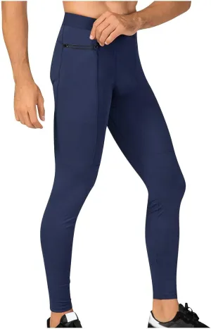 Mens Compression Pants with Zipper Pockets,Athletic Leggings Baselayer Workout Tights for Running Yoga Gym Basketball