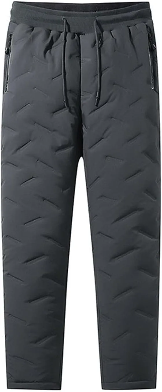 Men's Fleece Lined Sweatpants High Comfort Straight Leg Casual Pants Sherpa Lined Sweatpants Fleece Work Pants Men