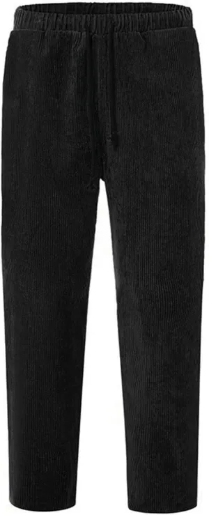 Men's Joggers New Men's Corduroy Loose Solid Casual Elastic Waistband Straight Cropped Trousers Casual Cargo Pants