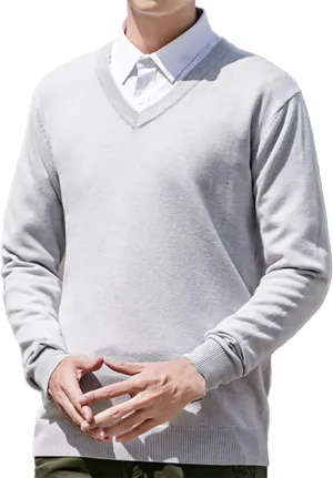 Mens Knitted Sweaters Cashmere V Neck Long Sleeve Undershirt Tops Fleece Pullover Sweater Basic Thermal Sweatshirts