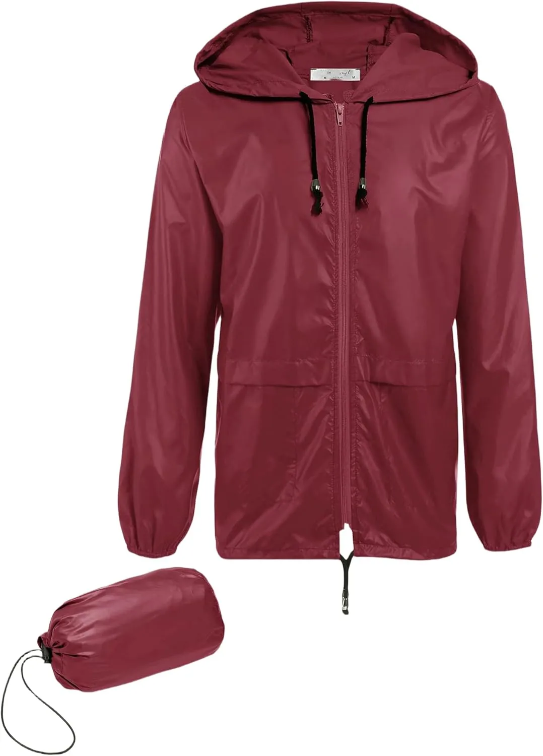 Men's Rain Jacket with Hood Waterproof Lightweight Packable Raincoat,Lightweight Jacket Women (Burgundy,M)