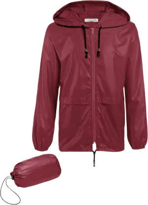 Men's Rain Jacket with Hood Waterproof Lightweight Packable Raincoat,Lightweight Jacket Women (Burgundy,S)