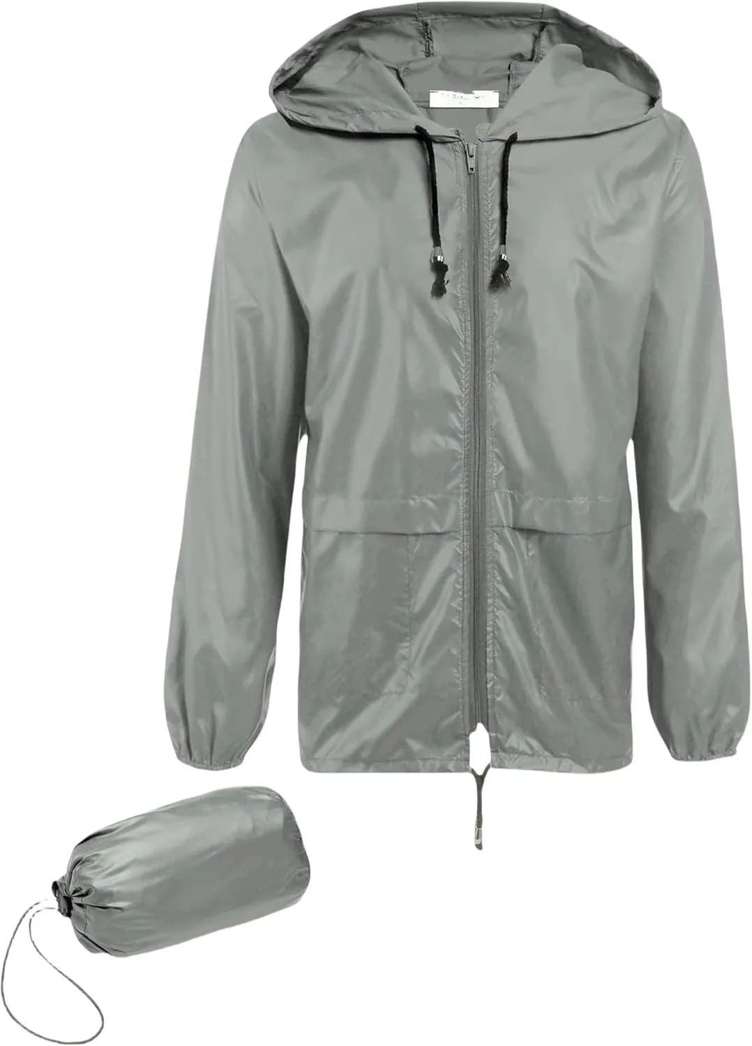 Men's Rain Jacket with Hood Waterproof Lightweight Packable Raincoat,Lightweight Jacket Women (Gray,2XL)