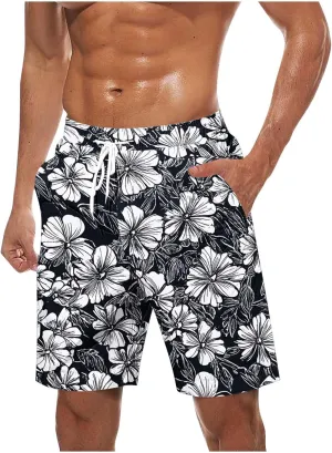 Mens Shorts Cotton Linen Shorts Elastic Waist Casual Cargo Shorts Lightweight Classic Fit Summer Beach Shorts