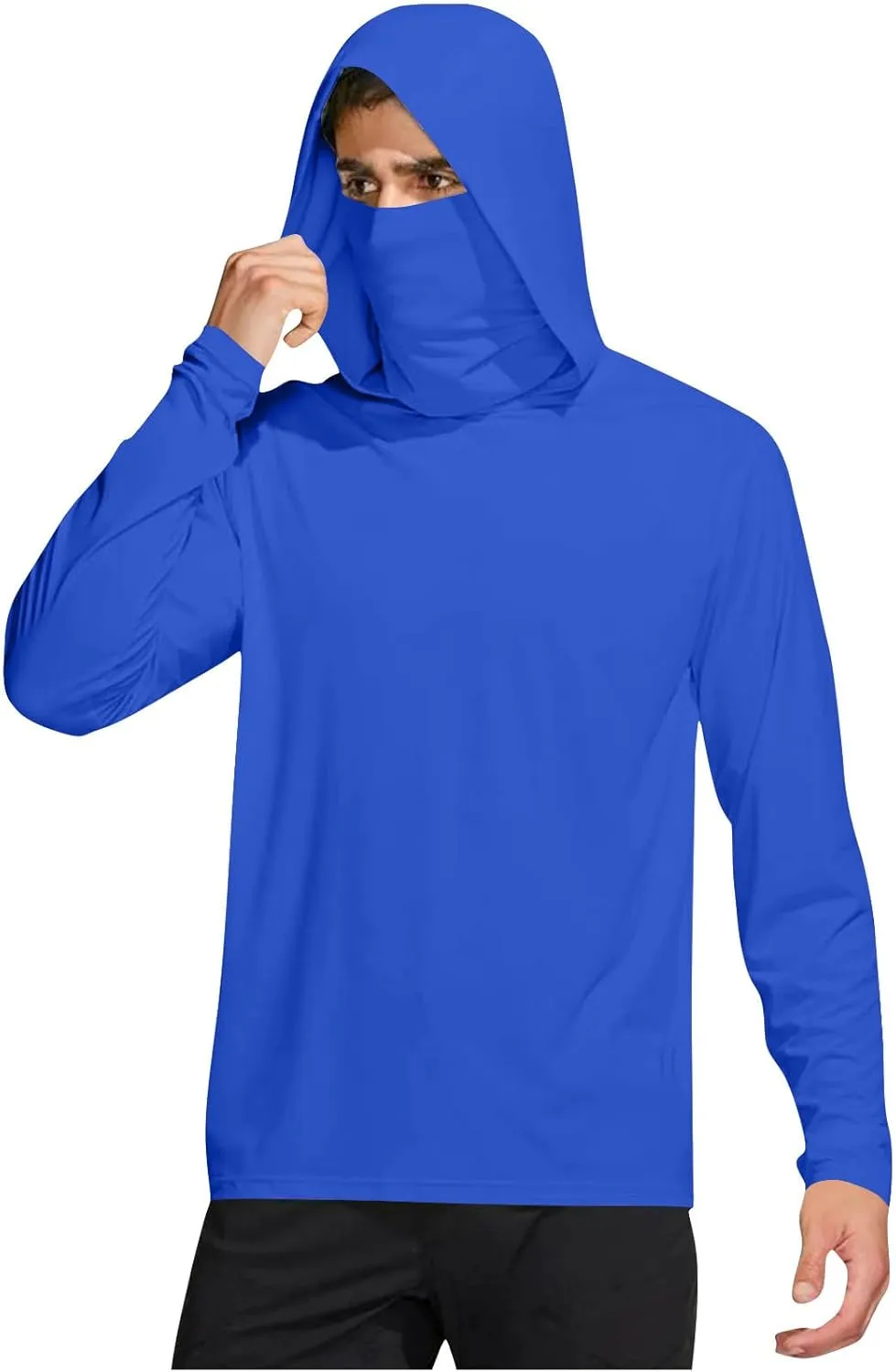 Men's Sun Protection Hoodie Shirt UPF 50  Long Sleeve UV SPF T-Shirts with Face Cover Rash Guard Fishing Lightweight