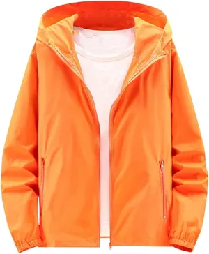 Mens Sun Shirts UV Protection Long Sleeve Zip Up Hoodie Lightweight Outdoor Biker Cycling Hiking Jacket with Pockets