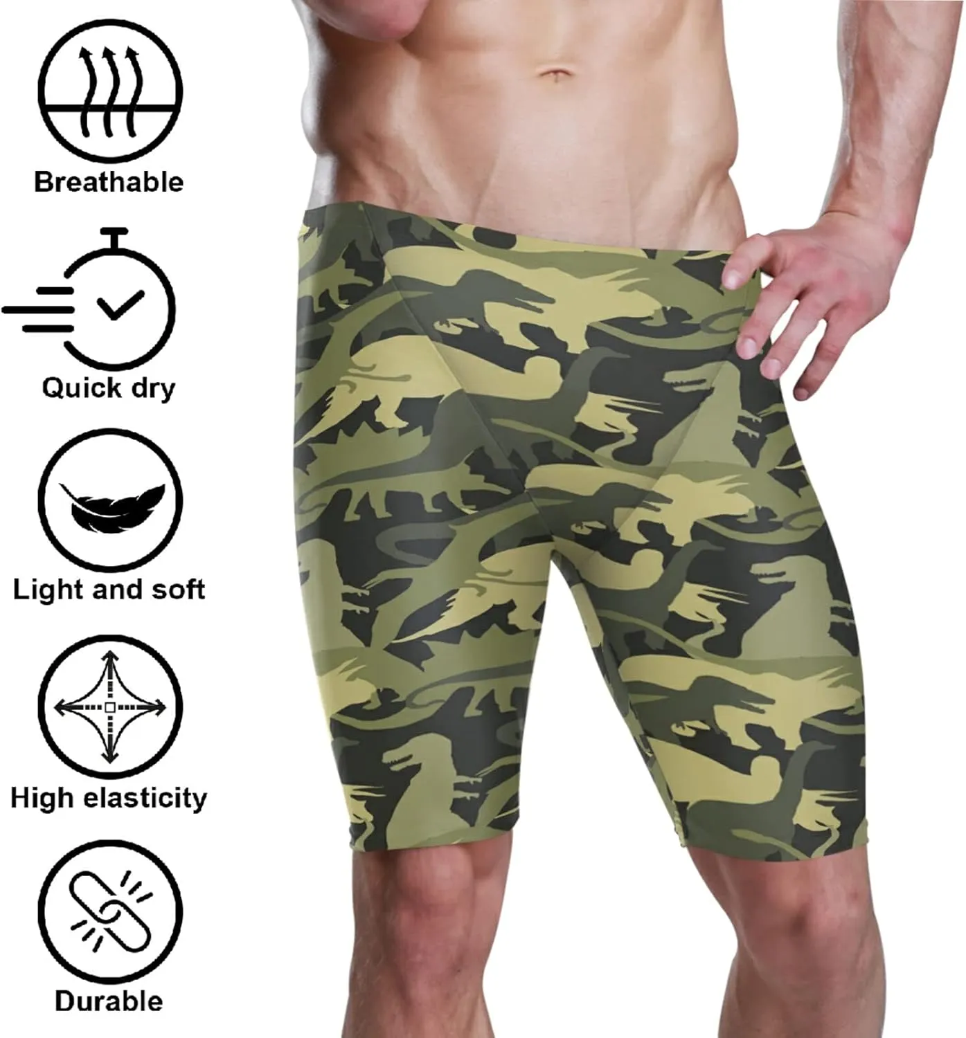Mens Swim Jammers Printed Quick Dry Athletic Swimsuit