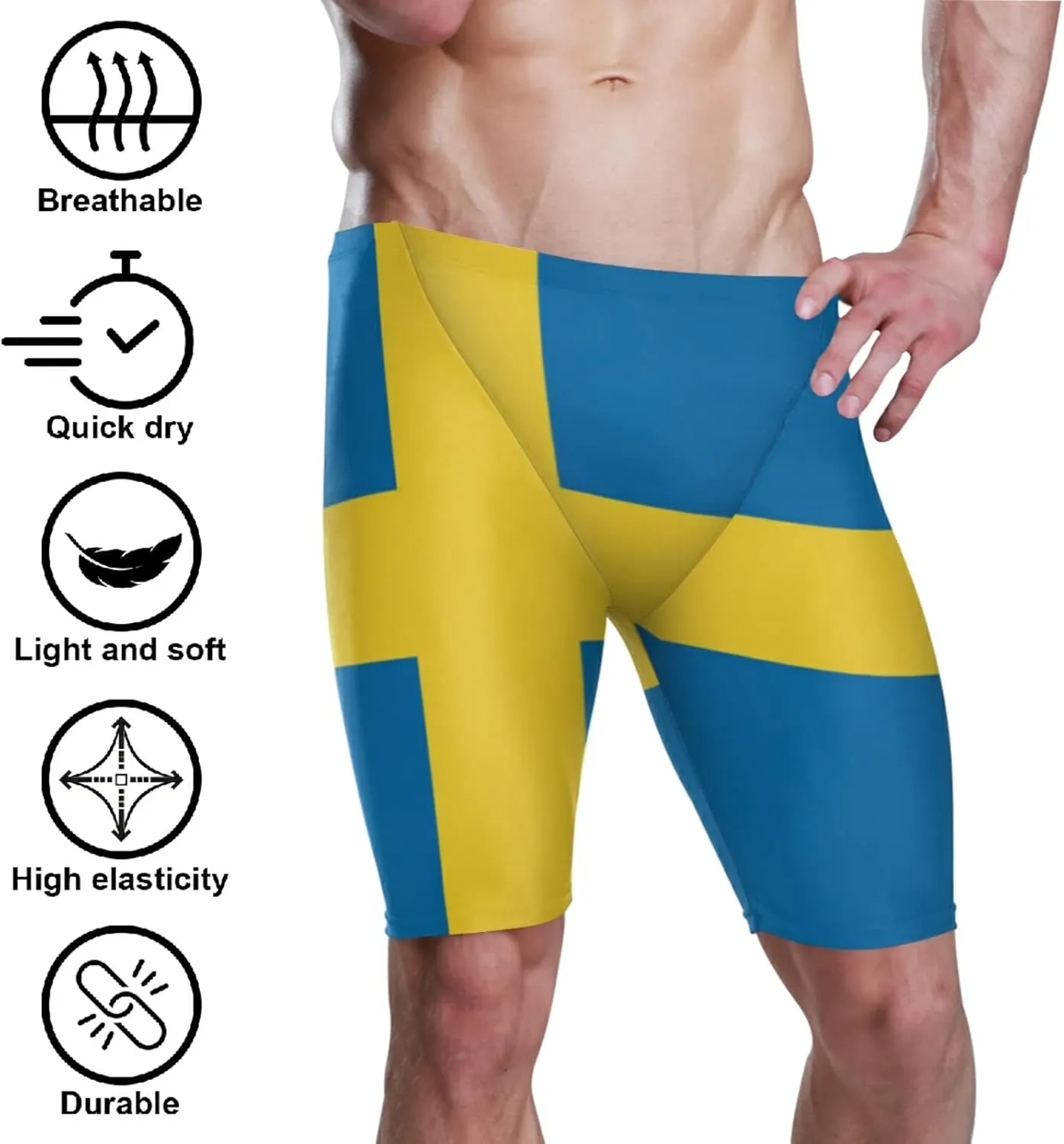Mens Swim Jammers Printed Quick Dry Athletic Swimsuit