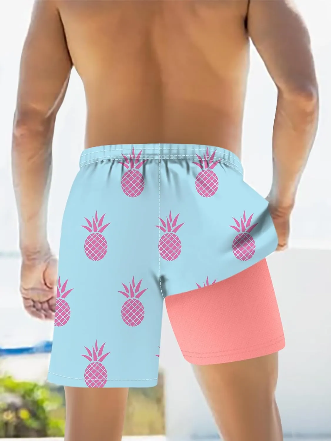 Men's Swim Trunk with Compression Liner Quick Dry Board Shorts