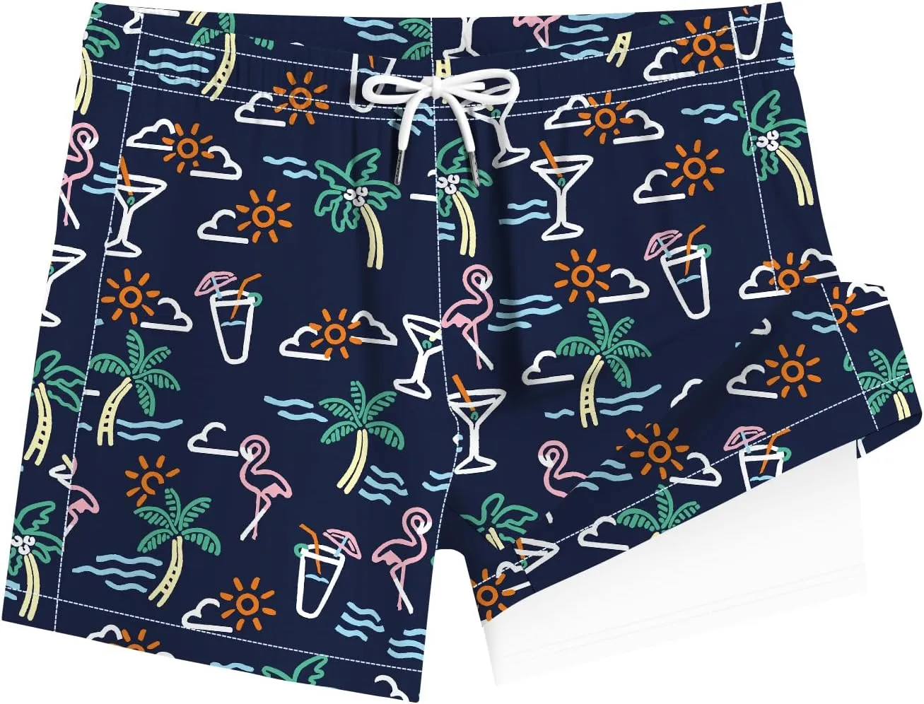 Men's Swim Trunk with Compression Liner Quick Dry Board Shorts