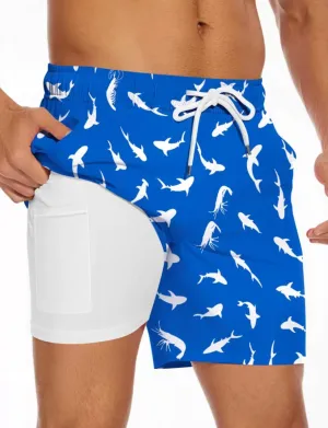 Men's Swim Trunk with Compression Liner Quick Dry Board Shorts