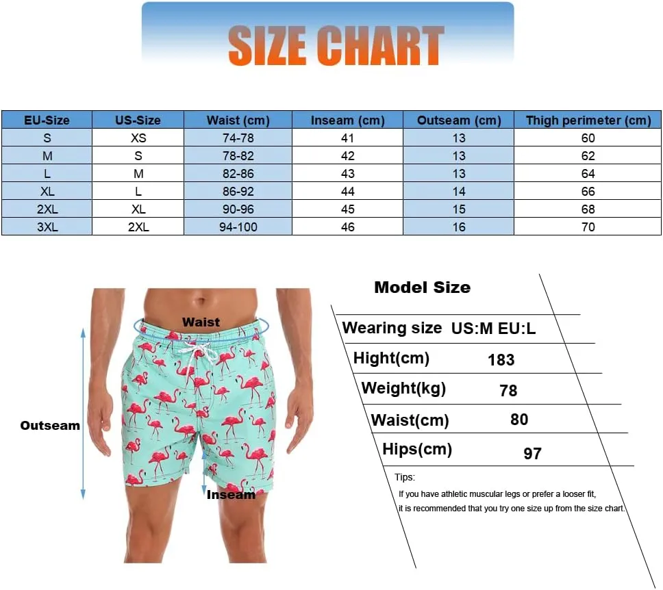Men's Swim Trunks Quick Dry with Mesh Lining and Pockets