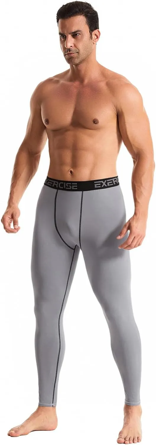 Men’s Thermal Compression Fleece Lined Pants Athletic Leggings Baselayer Cold Weather Workout Sports Running Tights