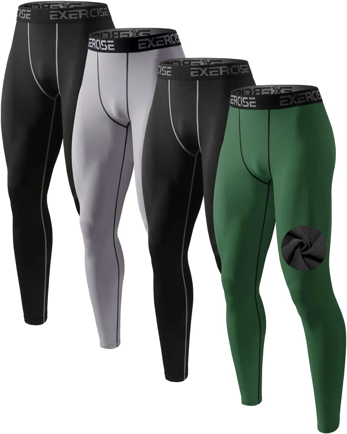 Men’s Thermal Compression Fleece Lined Pants Athletic Leggings Baselayer Cold Weather Workout Sports Running Tights