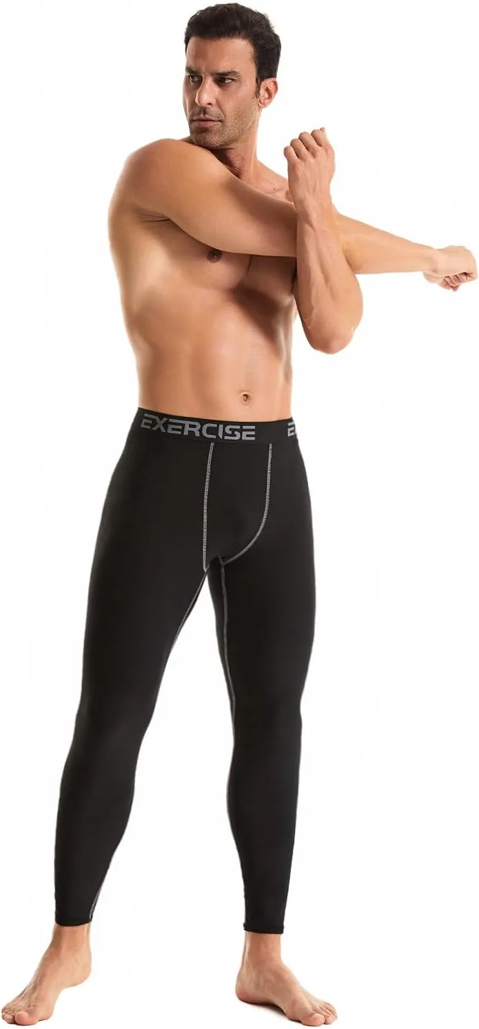 Men’s Thermal Compression Fleece Lined Pants Athletic Leggings Baselayer Cold Weather Workout Sports Running Tights
