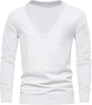 Mens V Neck Sweater Thermal Basic Layer for Men Fall Winter Ribbed Knit Slim Fit Long Sleeve Pullover Top Underwear