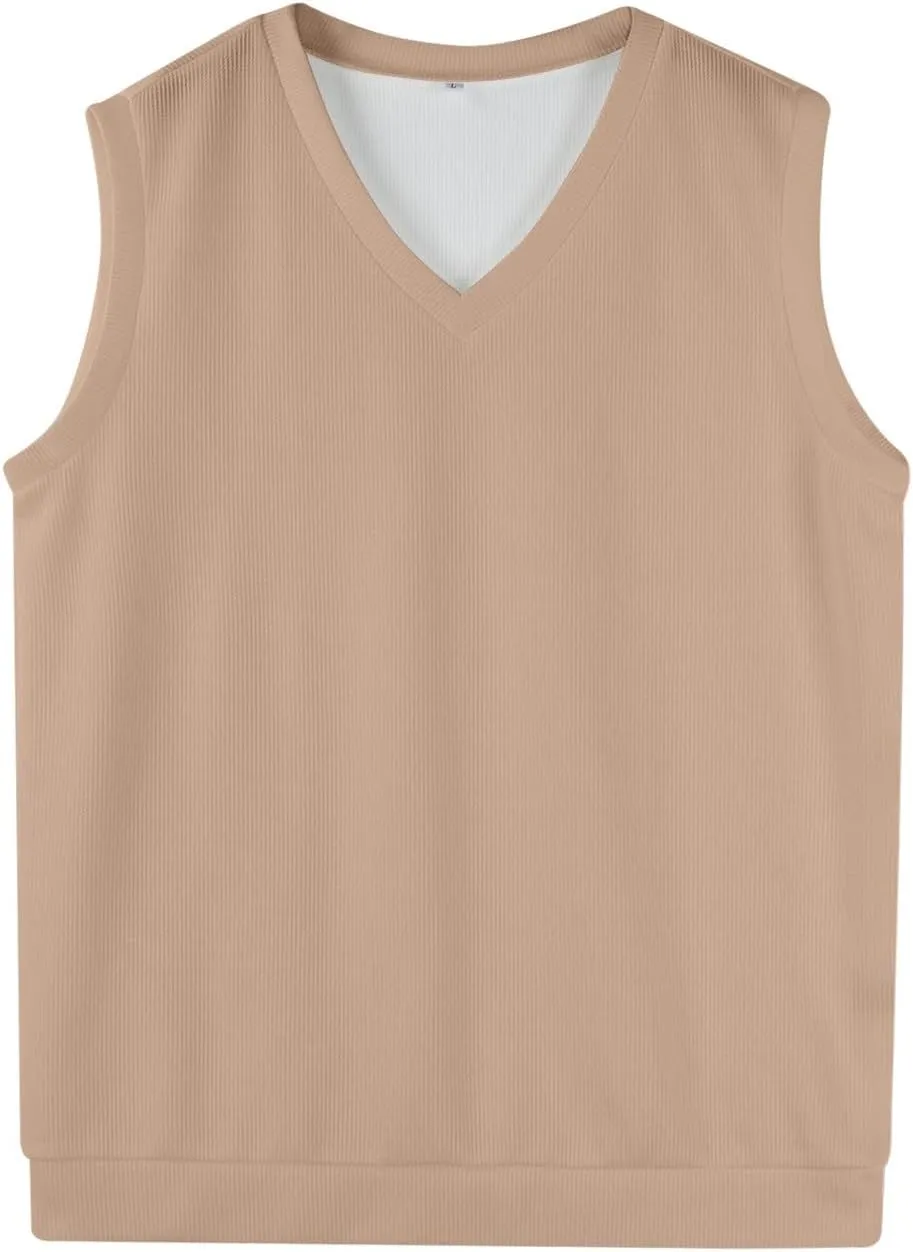 Men's Wool Blended Vest Sweater Vest V Neck Sleeveless Sweater Slim Relaxed Fit Casual Knitted Pullover Sweater 2025