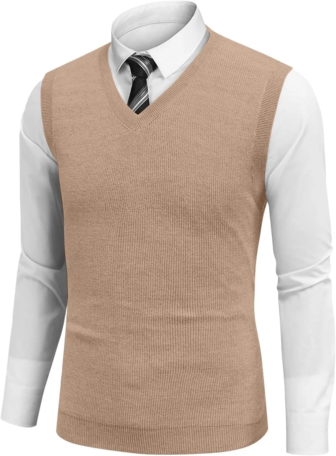 Men's Wool Blended Vest Sweater Vest V Neck Sleeveless Sweater Slim Relaxed Fit Casual Knitted Pullover Sweater 2025
