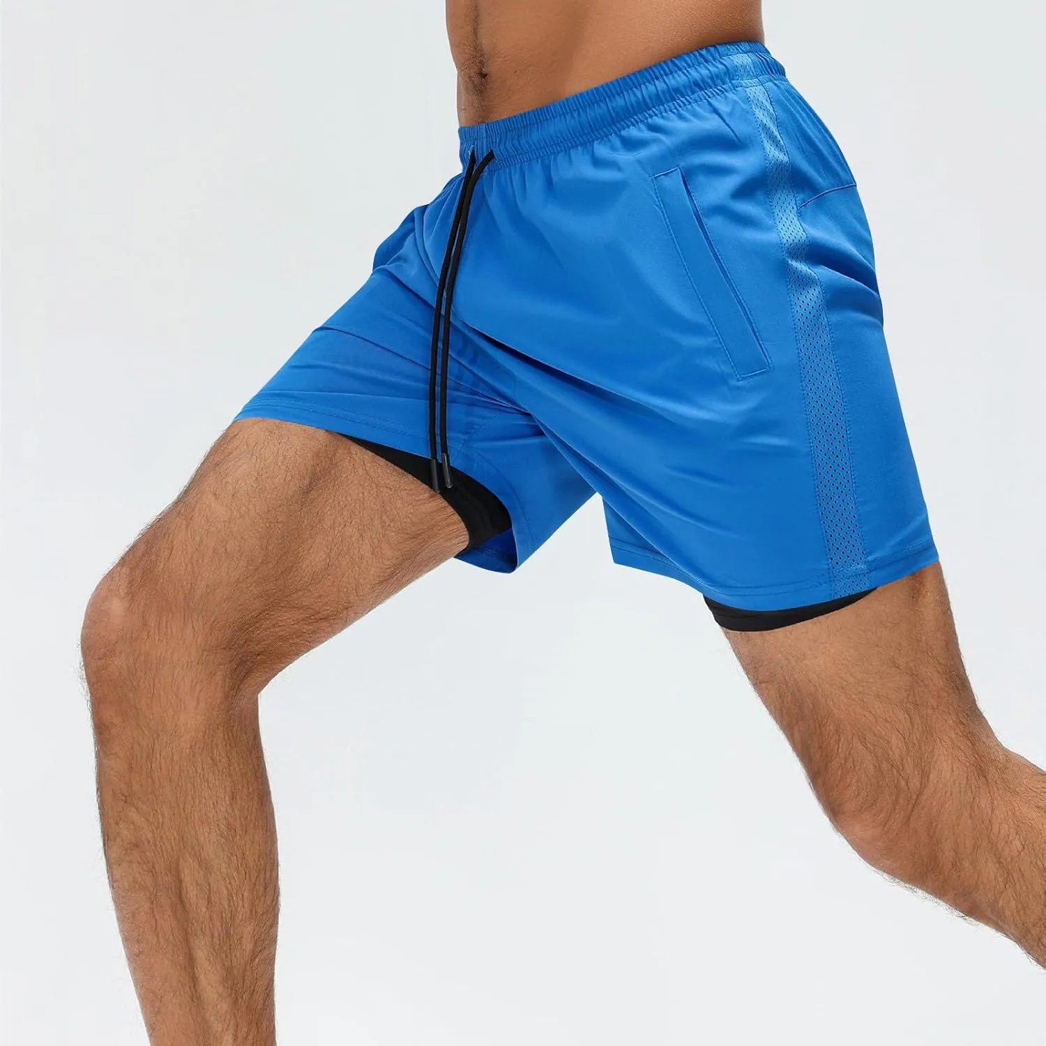 Men's Workout Shorts Athletic with Pockets Quick Dry Elastic Gym Running Active Lightweight Breathable Trunks